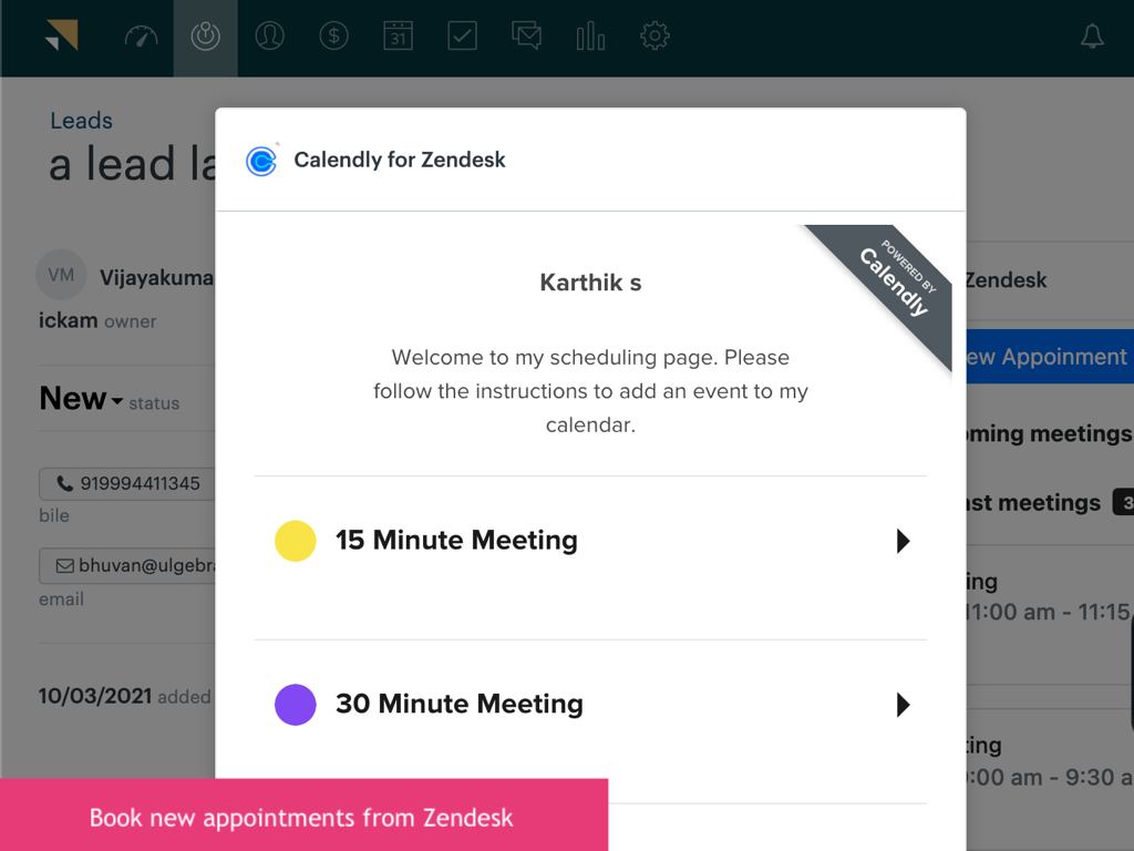 Calendly Events for Sell App Integration with Zendesk Sell